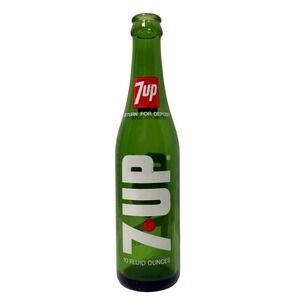 Vintage 7Up Green Glass Soda Bottle 10oz *EMPTY* Logo Return For Deposit